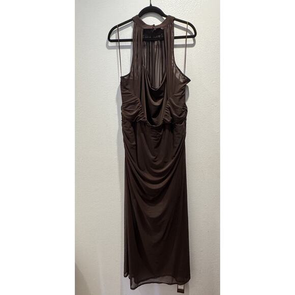 Abercrombie & Fitch Vol. 28 Maxi Dress Womens XXXL Brown Sheer Halter Open Back - Picture 6 of 10